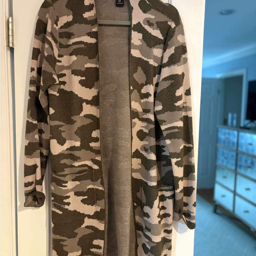 Rachel Zoe Olive and Beige Knit Camouflage Cardigan